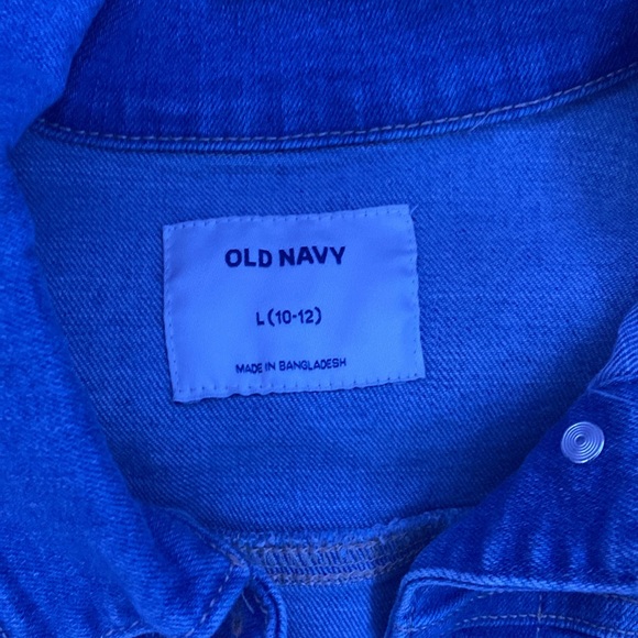 Blue and white denim button up jacket from old navy size youth large 10-12 - Picture 2 of 3